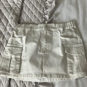 White Cargo Pocket Mini Skirt